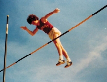 Peter McGinnis clearing the high-bar in the 1970s.